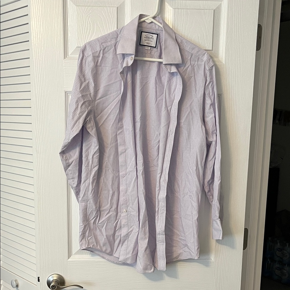 Charles Tyrwhitt Men's Purple Checkered Dress Shirt size 15.5”x33”